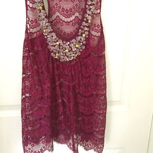 Victoria Secrets lace tank top with beaded collar